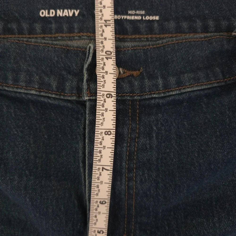 Old Navy Boyfriend Loose Mid Rise Distressed Medium Dark Wash Jeans Womens‎ 14